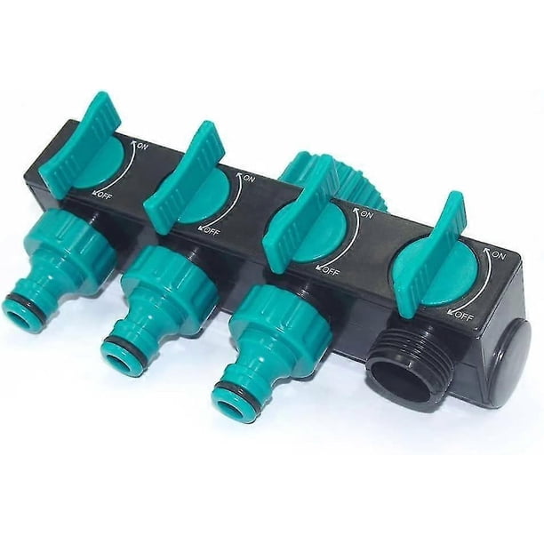 Distribuidor de agua de 4 vías, divisor de manguera, conector en Y para manguera de jardín, divisor de agua del grifo.