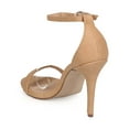 thumbnail image 3 of Breckelles EE06 Women Leatherette Open Toe Ankle Strap Single Band Stiletto Sandal - Tan (Size: 5.5), 3 of 6