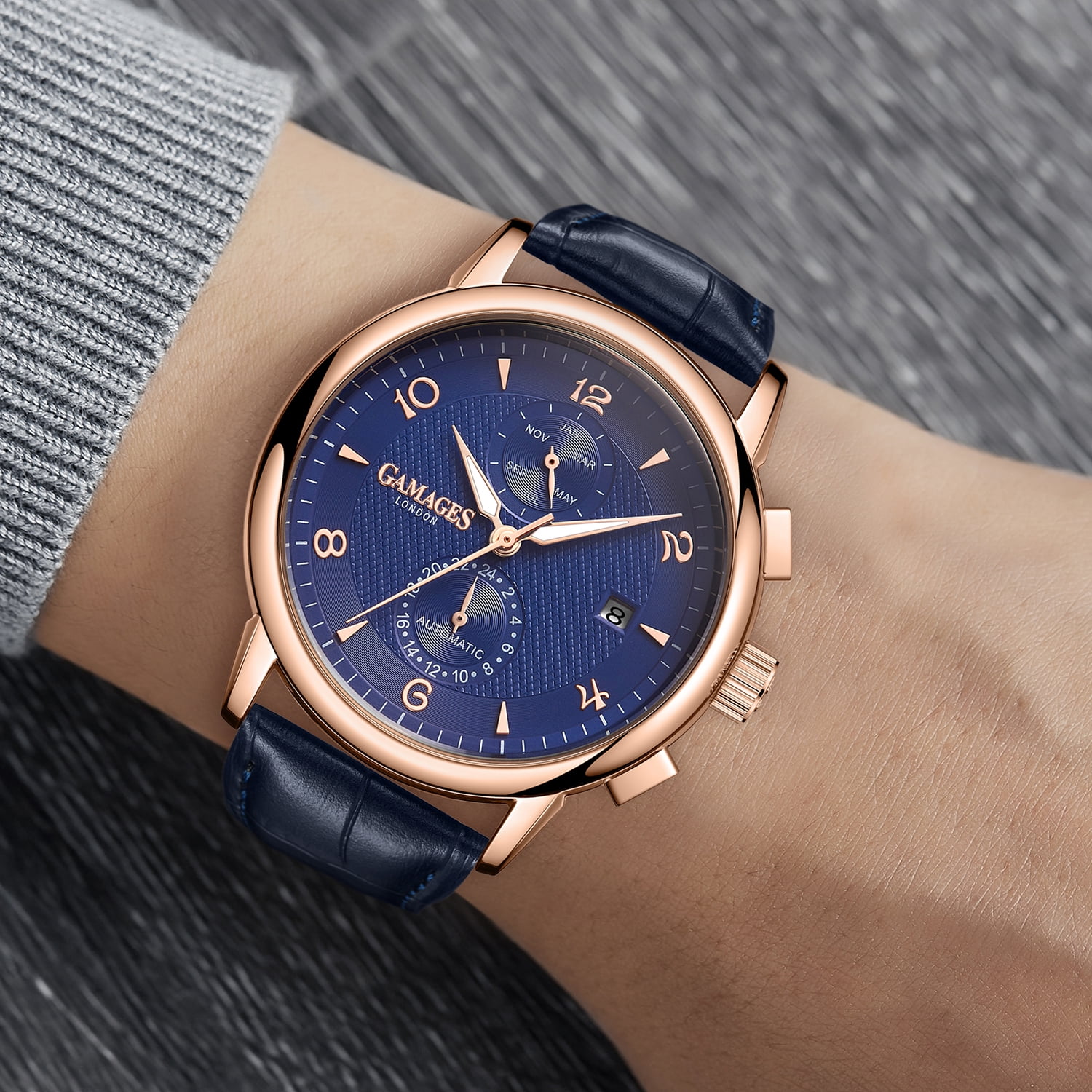 Shop LC - Shop LC GAMAGES OF LONDON Limited Edition Hand Assembled Mystique  Genuine Leather Automatic Movement Watch in Blue (43mm) - Walmart.com -  Walmart.com