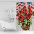thumbnail image 4 of Extra Long Shower Curtain 72x96 Inch, 4th of July Flower Shower Curtain Waterproof Bathroom Decor Vintage Red Stripe Flag Poppy Floral Fabric Bath Curtain Set Accessories with Hooks, 4 of 6