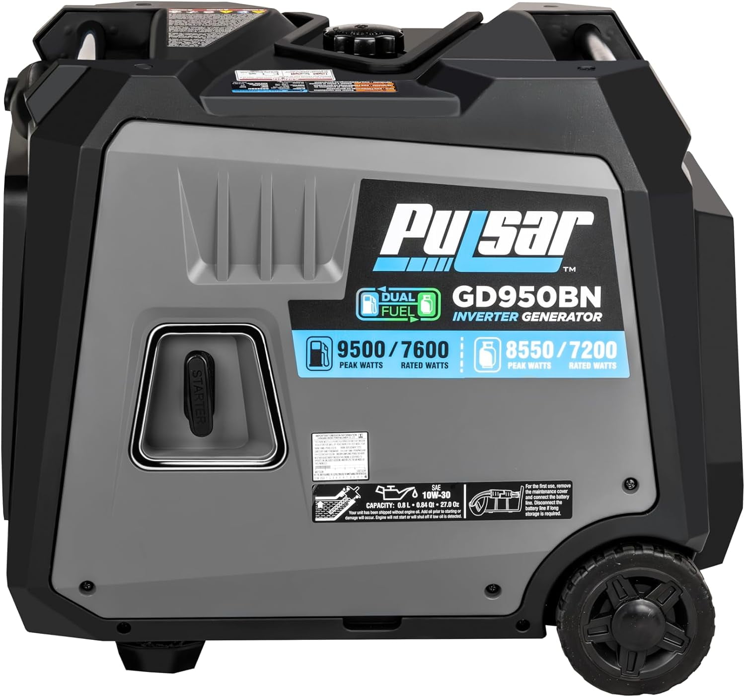 Pulsar 9500W Dual Fuel Portable Inverter Generator GD950BN – Keyed Start, RV Ready, Quiet