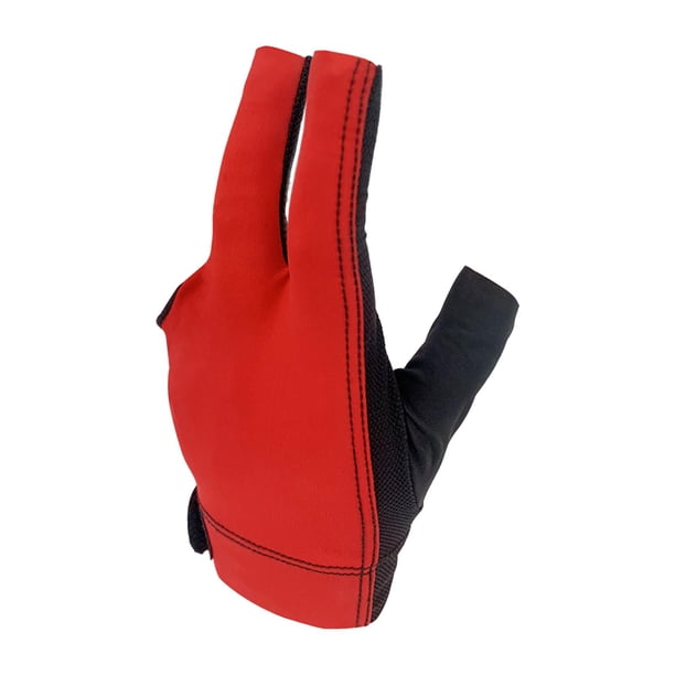 Guante de billar de , guantes elásticos duraderos antideslizantes para practicar gimnasio, guantes con dedos separados, guantes para tacos Rojo