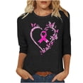 thumbnail image 3 of VKOYWKM Women's Breast Cancer Awareness Shirt 3/4 Sleeve Pink Ribbon Graphic Crewneck Soft Casual Support Top, 3 of 4