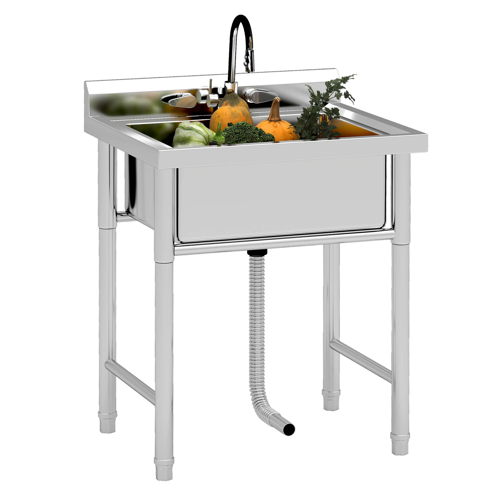 Uforic Stainless Steel Utility Sink, Single Bowl NSF Commercial Sink for Restaurant Laundry Bathroom Garage
