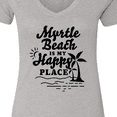 thumbnail image 4 of Inktastic Myrtle Beach is My Happy Place with Palm Trees Women's V-Neck T-Shirt, 4 of 5