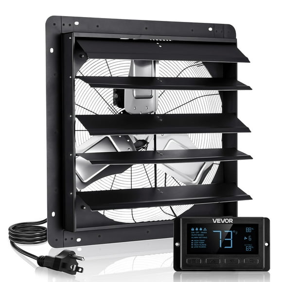 Ventilador extractor de persiana VEVOR de 24 pulgadas, ventilador de ventilación de ático de montaje en pared con control de temperatura de velocidad variable programable inteligente, 2900 CFM