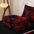 thumbnail image 5 of Erosebridal Red Baroque Damask Zipper Full Size Comforter Sets with Fitted Sheet and 2 Pillowcases for Women Girls, Gothic Floral Butterfly Moth Zipper Bedding Set, Black Reversible, 4 Pieces, 5 of 7