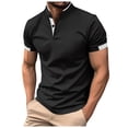 thumbnail image 1 of Camiseta informal de manga corta con patchwork para hombre, ideal para las vacaciones en la playa y el estilo urbano., 1 of 5