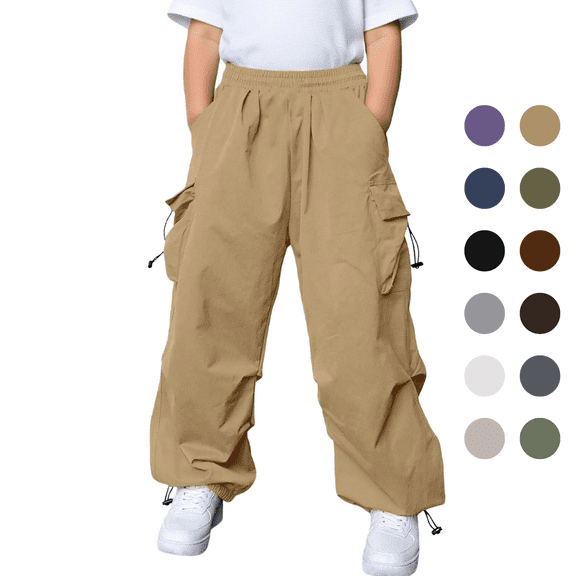 LYHaoo Kids Cargo Pants With Multiple Pockets For Boys And Girls Outdoor Casual Play Everyday Comfortable Boys Cargo Pants(Green)