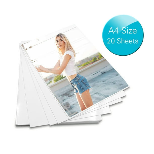 Papier photo brillant format A4 professionnel 20 feuilles 8.3 * 11.7 pouces  200gsm Imperméable Résistant Fini Brillant Finissant Surface Séchage