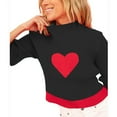 thumbnail image 5 of Baqcunre Valentine'S Day Shirts For Women Fall Vintage Sweater Loose Long Sleeve Crewneck Knitted Pullover Sweater Color Matching Tops(Black S-XL),Womens Tops Graphic Tees Shirts For Women, 5 of 7