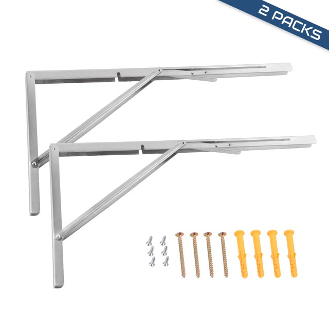 Dawot Folding Shelf Brackets 24", Heavy Duty Stainless Steel