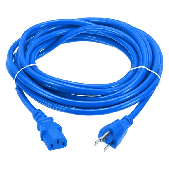 Uxcell 20ft 18 AWG Blue 18/3 Universal Power Cord C13 to NEMA 5-15P 10A 125V 3-Prong Extension Power Cord