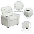 thumbnail image 6 of BizChair Contemporary White Vinyl Kids Recliner with Cup Holder and Headrest, 6 of 12
