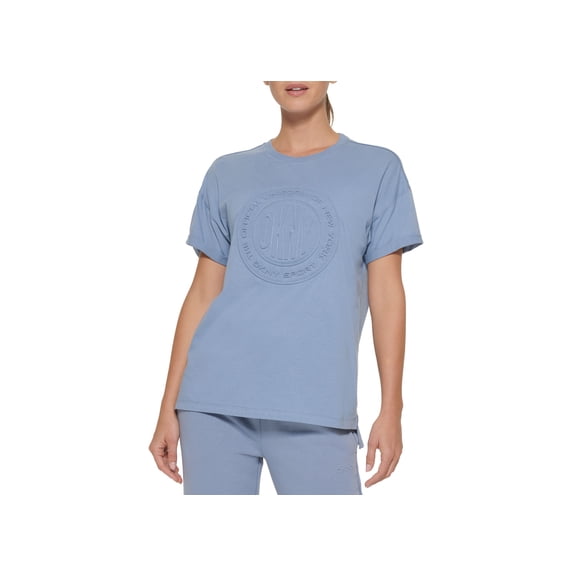 DKNY Sport Womens Cotton Embossed Logo T-Shirt Country Blue M