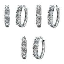Cate & Chloe Pack of 3 - Bethany 18k White Gold Plated 15mm Hoop Earrings with Swarovski Crystals
