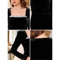 thumbnail image 5 of DARING DIVA Women's Formal Ruched Sequin Neck Cocktail Velvet Dress S Black, 5 of 6