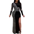 thumbnail image 1 of Vestido Nagfar Rhinestone sexy con abertura y manga larga para mujer, 1 of 6