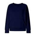 thumbnail image 2 of Women's Waffle Knit Raglan Sleeve Round Neck Long Sleeve No Hood Sweatshirt with Pocket, Fashion Casual Pullover Top for Daily Wear, Casual Activities, Festival and Work Outfits Navy XL, 2 of 8