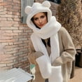 thumbnail image 6 of FADAACAI Bear Scarf,Winter Cute Bear Ear Warm Hat Women Plush Earflap Hat Windproof Cap Hat with Ears and Hood Hat Scarf 2 In 1 Hooded Scarf for Women,Scarf Hat,Beanie Hat Scarf Clearance！, 6 of 6