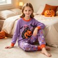 thumbnail image 2 of FEDPOP Toddler Girls Halloween Pumpkin Pajamas Kids 2 Pieces Graphic Sleepwear Set Pjs 3T, 2 of 7