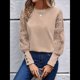 thumbnail image 4 of Top de Cuello Redondo con Encaje Bordado y Larga en Color Liso para Mujer Albaricoque S, 4 of 8