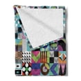 thumbnail image 2 of Mid Century Soft Flannel Fleece Throw Blanket, Mix of Various Different Geometric Shapes in Squares Funky Sixties Revival, Cozy Plush for Indoor and Outdoor Use, 70" x 90", Multicolor, by Ambesonne, 2 of 5