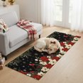 thumbnail image 2 of Christmas Floral Washable Area Rug 2 x 6 ft Vintage Red White Poinsettia Bird Black Soft Non‑Slip Rugs Stain Repellent Indoor Mats for Long Hallway, Kitchen Runner, Corridor Laundry, 2 of 9