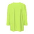thumbnail image 5 of KBZDBZC Tshirts Shirts for Women Women's Fashion Button Up 3/4 Length Sleeve Solid Color T Shirt Shirt Top Women T Shirt Womans Blouses Womens Casual Blouse(Green,XL), 5 of 5