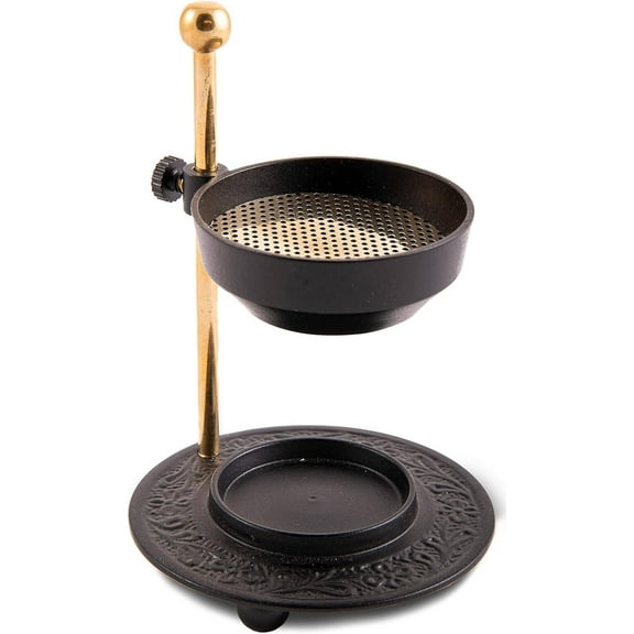 BishtHub Brass Incense Resin Burner Dhoop Dhuni Burner Incense Holder Incense Censor for Home Décor, 4 inch Height- Black
