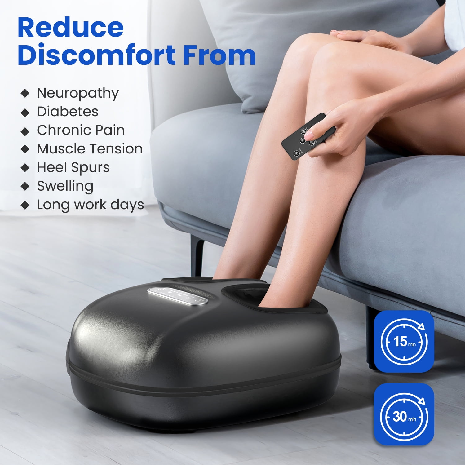 Renpho Shiatsu Foot Massager with Heat for Neuropathy Tired Foot Blood Circulation, FSA HSA Eligible, Fathers Day Gifts for Dad Men, Black