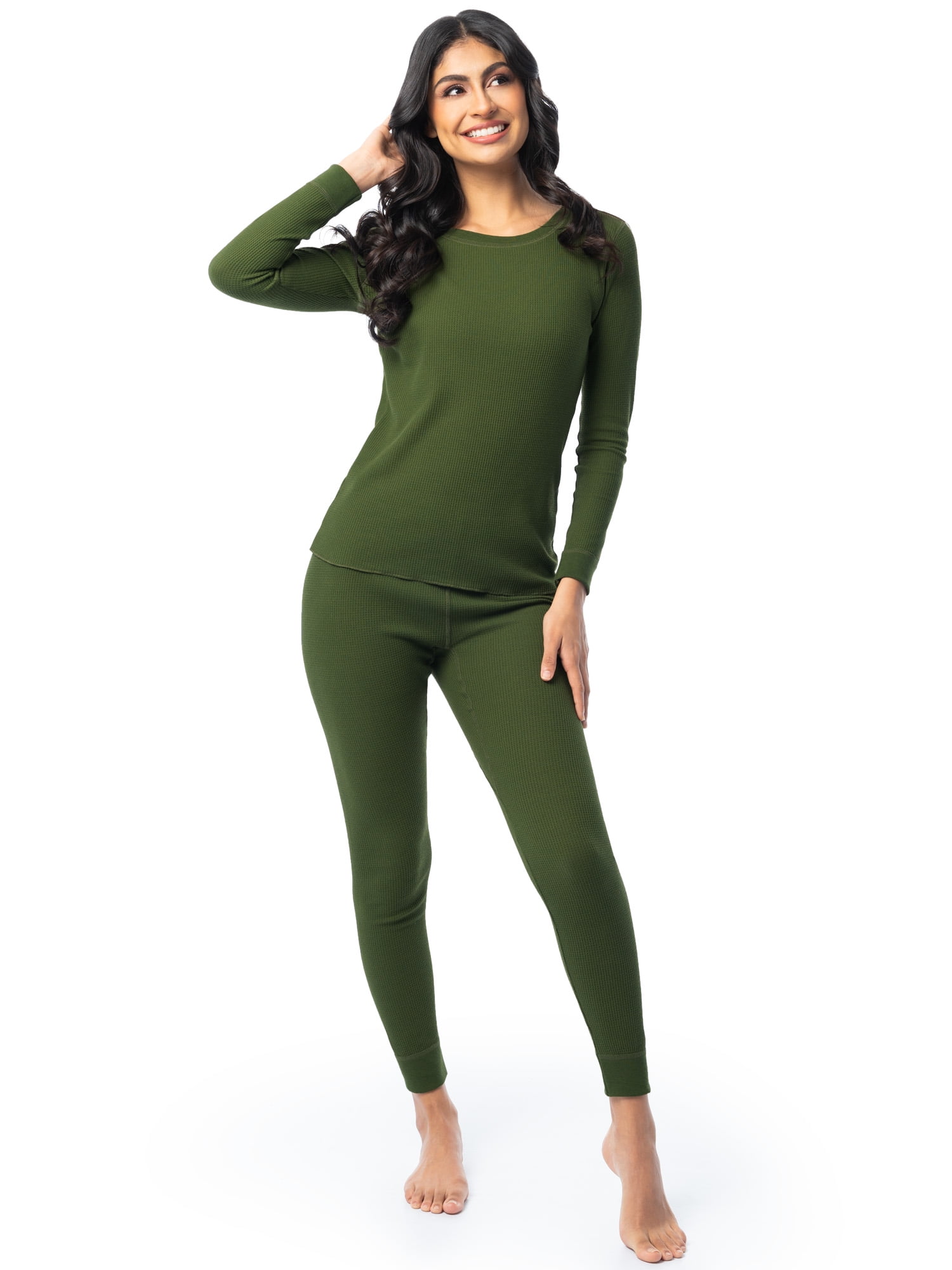 Fruit of the Loom Women's Recycled Waffle Thermal Top & Bottom Set, Sizes XS-4XL