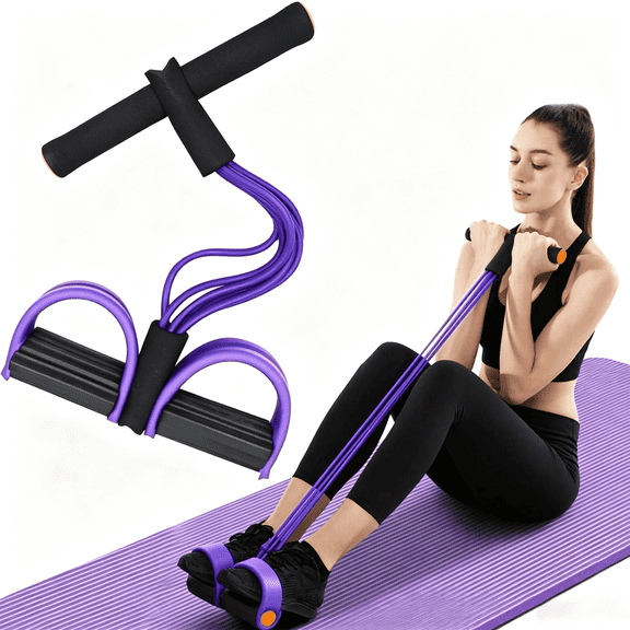 Prichor Multifunction Tension Rope, 6-Tube Elastic Yoga Pedal Puller, Natural Latex Resistance Band for Abdomen Waist Arm and Leg Stretching, Portable