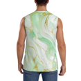 thumbnail image 4 of Fotbe Men's Green And Gold Abstract Marble Print Men's Sleeveless Muscle Tank Tops Casual T-Shirts for Gym Workout Beach-Medium, 4 of 8