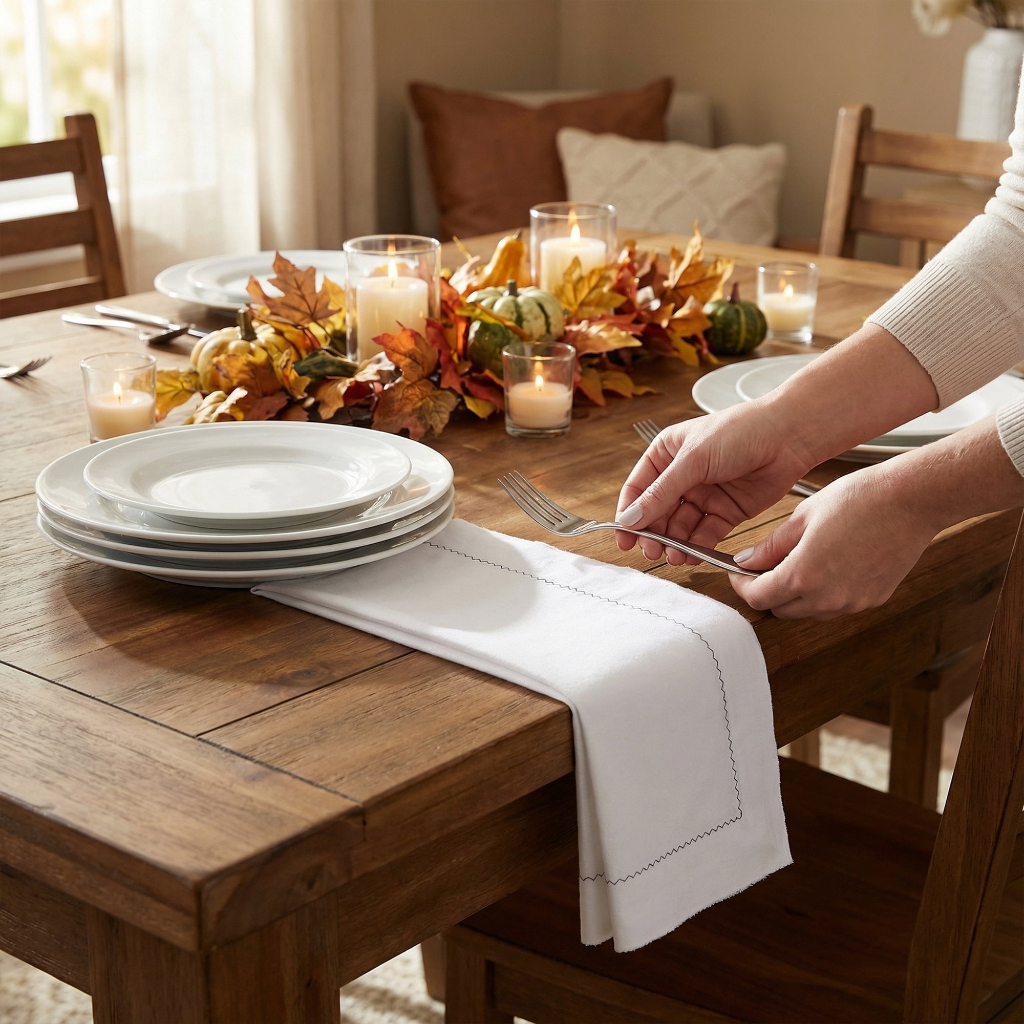 Unique Bargains 12Pcs Washable Reusable Home Cloth Napkins White 18x18inch