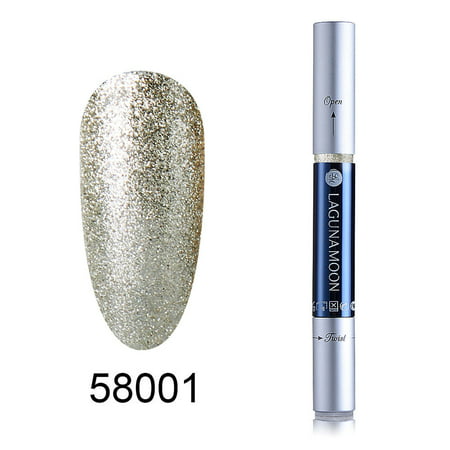 Lagunamoon Nail Art Pens 3ml UV LED Super Bling Gel Polish Nail Glitter Sand Platinum Gel Polish Pen