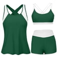 thumbnail image 3 of VBVC Women's 3 Piece High Waisted Tankini Set , Athletic Modest Bathing Suit For Women , Ladies' Color Block Workout Swimwear with Pockets,Green,S-2XL, 3 of 8