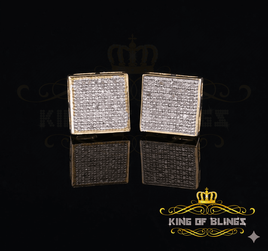 King of Bling's 925 Sterling Silver 0.33ct Diamond Real For Women's & Men's Yellow Stud Earrings