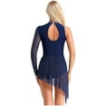 thumbnail image 2 of Aiihoo Womens Sparkly Rhinestones Figure Skating Dress Mesh Skirted Leotard Performance Costume NavyBlue S, 2 of 7
