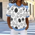 thumbnail image 6 of AGWOLF Easter Eggs Hunt Shirts for Women Lapel Waffle Knit Tunic Tops Short Sleeve Graphic Tees Religious Blouses Black L, 6 of 6
