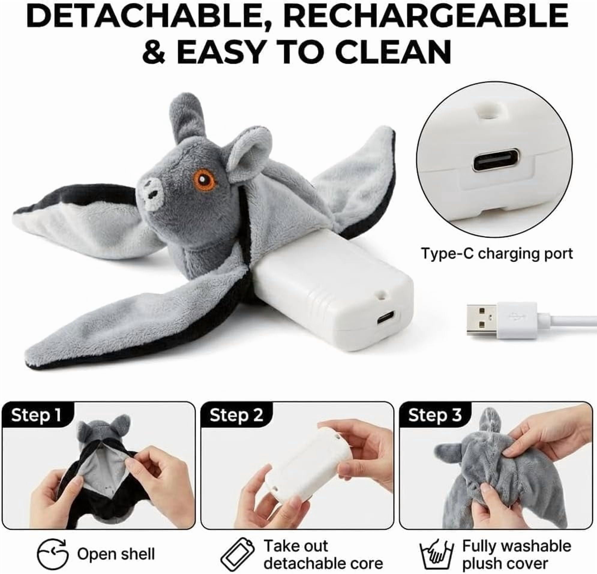 Wild Paws Flying Bat Dog Toy, Flying Toy For Dogs Electric Flapping Interactive Cat Chasing Toy
