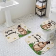 thumbnail image 3 of Groundhog Day Bathroom Rugs Set Spring Is Coming Cartoon Groundhog Stars Grass Linen Texture Non Slip Absorbent Bath Mats 3 Piece Set, U-Shaped Floor Mat, Toilet Seat Cover Small Size, 3 of 9
