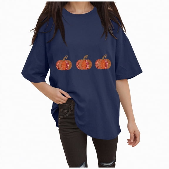 Godom Halloween Shirts for Women Halloween Ghost T-Shirts Pumpkin Graphic Shirt Short Sleeve Tops