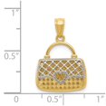 thumbnail image 5 of 14k Yellow with White Rhodium Two-tone Gold Reversible Heart Handbag Pendant, 5 of 6