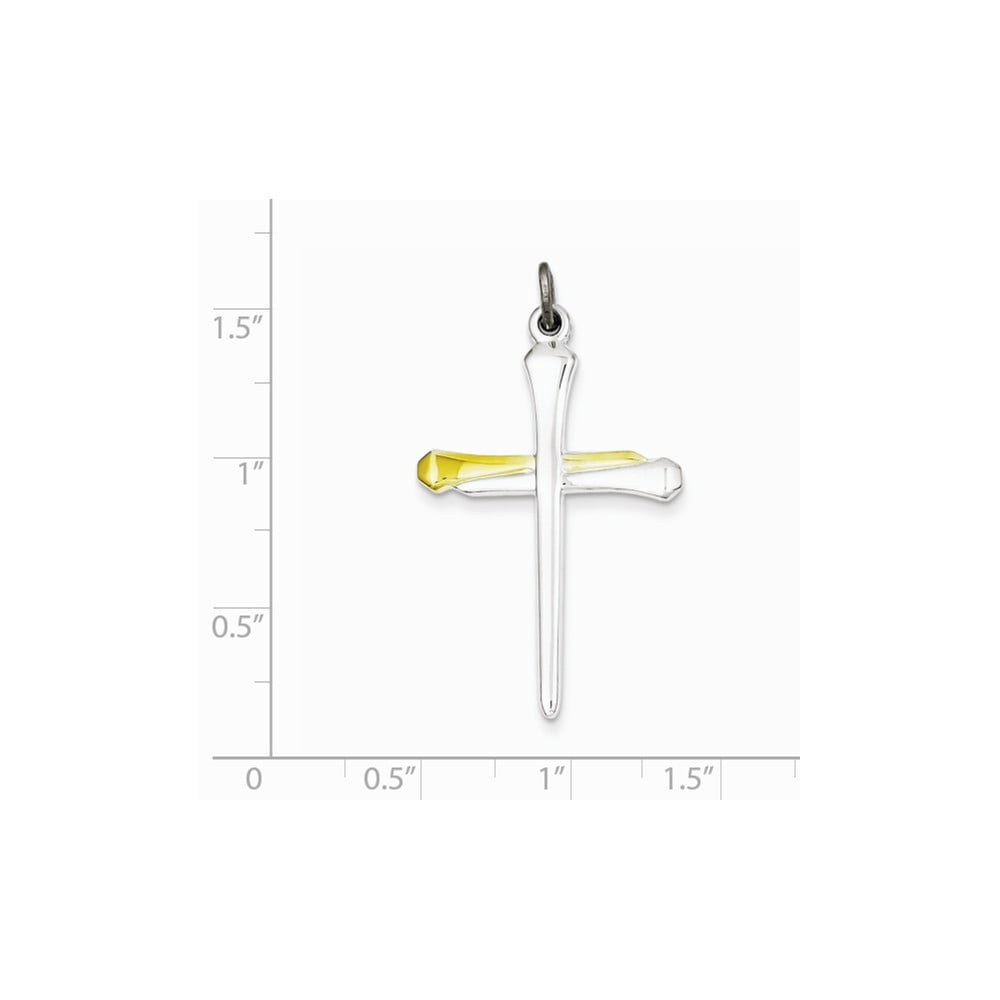 Sterling Silver and Gold-Flashed Nail Cross Pendant - 1.6 Grams - Measures 36x22mm Wide