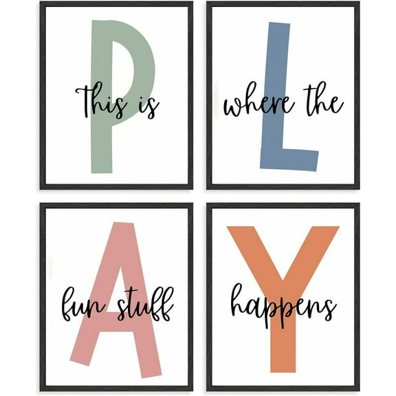 Kids Playroom Wall Art Poster Modern Nursery Decor, Playful Quotes Wall Poster for Kids Bedroom Toddlers Room Decor 8x10 in Unframed