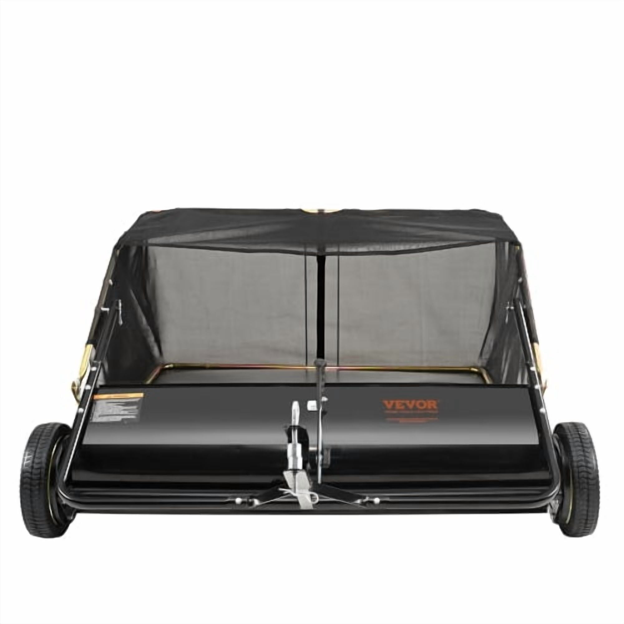 Foldable Tow Behind Lawn Sweeper, Adjustable Brush Height Leaf Grass Collector with 26 Cu.Ft Non-Woven Hopper Bag