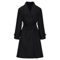 thumbnail image 5 of Aueoeo Women's Double-breasted Coat Lapel Collar Jacket Spring Trench Long-sleeved Casual Coat With Pockets, 5 of 6