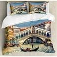 thumbnail image 3 of Venice Duvet Cover Set Twin Size, Cityscape on a Sunny Day with Rialto Bridge Venetian Grand Canal Travel Destination, Decorative 2 Piece Bedding Set with 1 Pillow Sham, Multicolor, by Ambesonne, 3 of 3