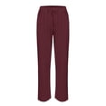 thumbnail image 5 of Bovemsi Women's Casual Pants Cotton And Linen Elastic Waistband High Pocket Side Buttons Nine Point Loose Straight Leg for Travel, 5 of 5